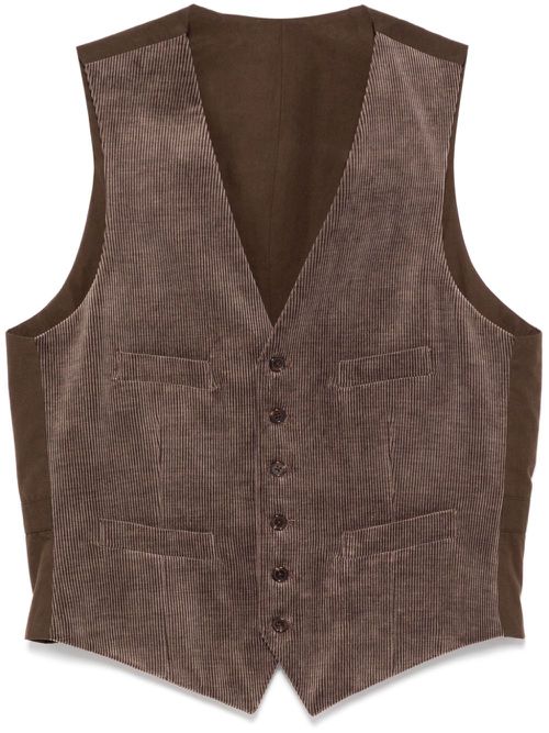 Corduroy V-neck vest - Brown