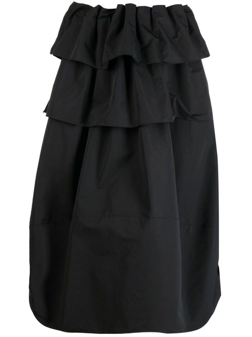 Ruffled midi skirt - Black