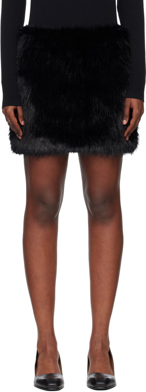 Black Faux-Fur Miniskirt
