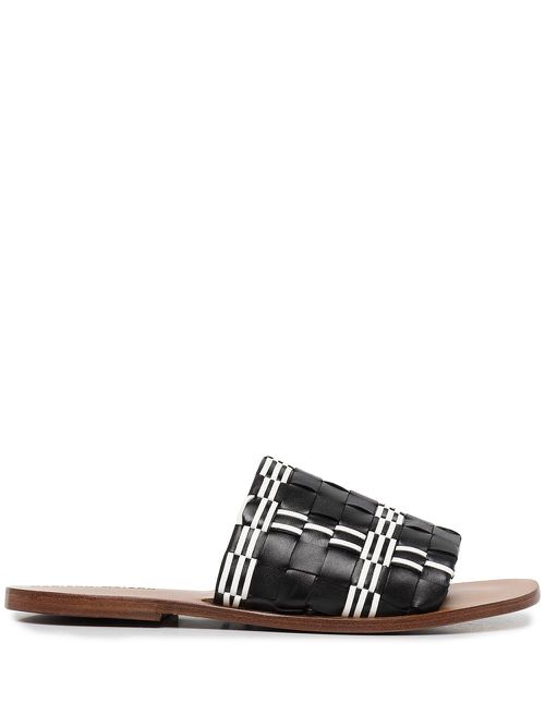 Woven leather slides - Black