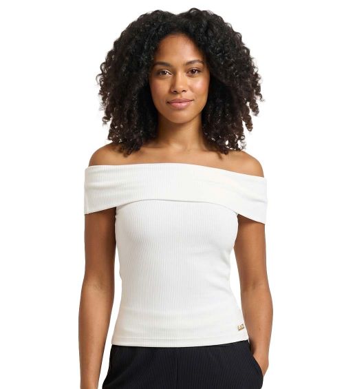 White Solid Off Shoulder Top