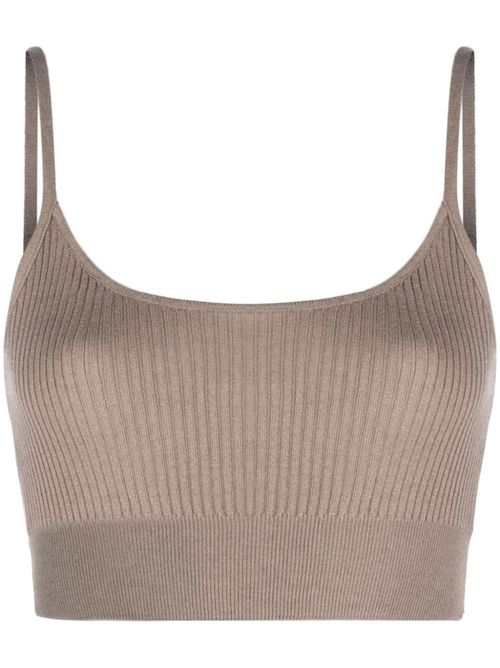 Carmen ribbed-knit crop top - Brown