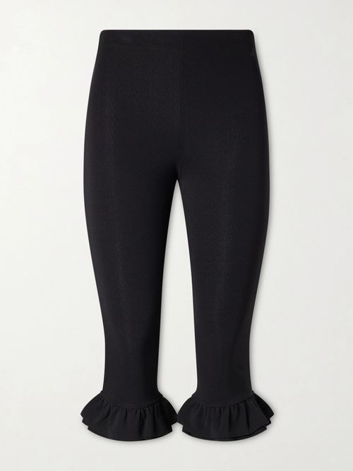 Le Playa Ruffled Jersey Shorts - Black
