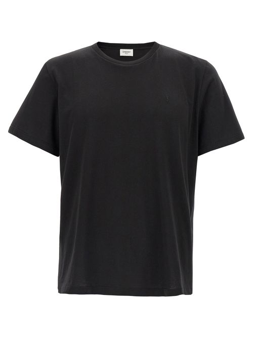 Cassandre-Embroidered Cotton T-Shirt — Black