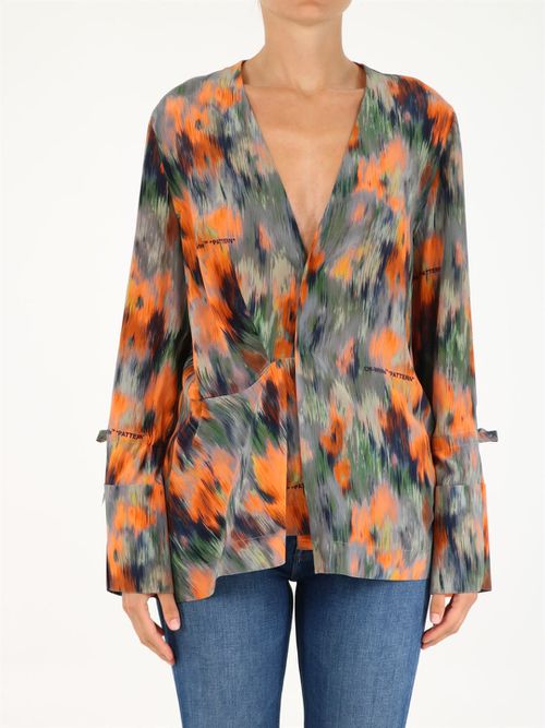 Graphic-print silk blouse - Green