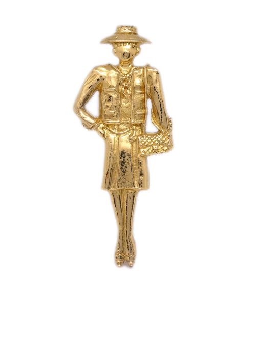 1990-2000 Mademoiselle-motif brooch - Gold