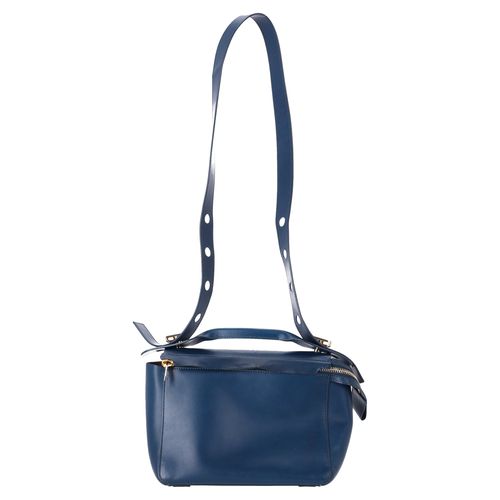 Large Bolt Shoulder Bag in Navy Blue Leather