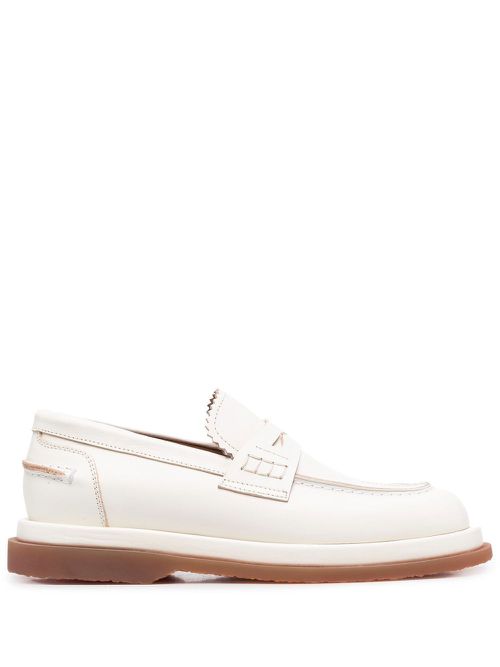 Round-toe penny loafers - White