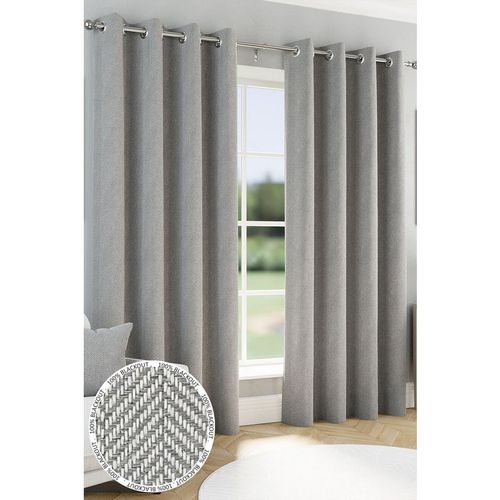 Herringbone Jacquard Blackout Eyelet Curtains - Bedroom & Living Room
