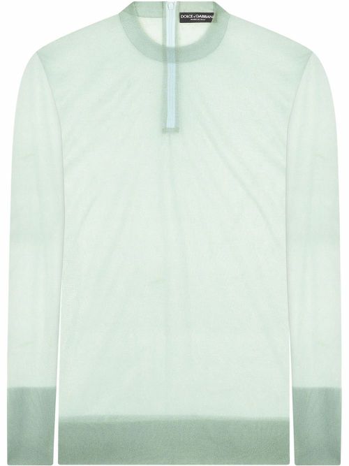 Semi-sheer long-sleeve top - Green
