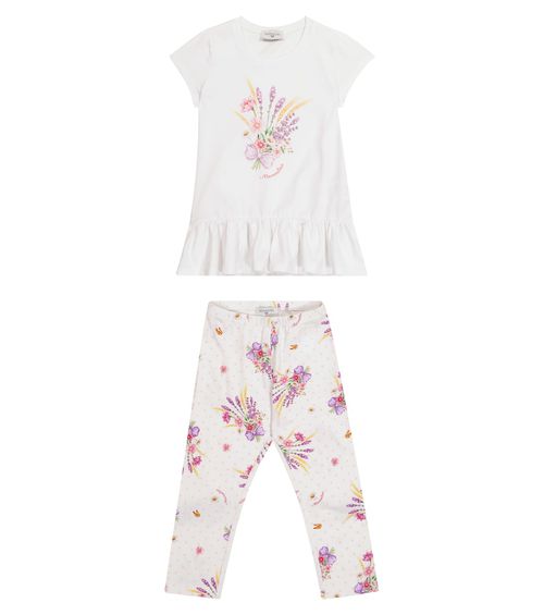 Monnalisa Printed stretch-cotton T-shirt and leggings set