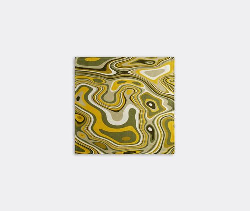 'linen Sateen Waves' Napkins, Set Of Four, Green And Yellow