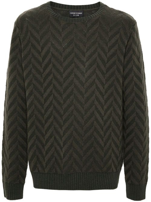 Herringbone-pattern sweater - Green