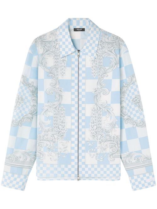 Barocco-print shirt jacket - Blue