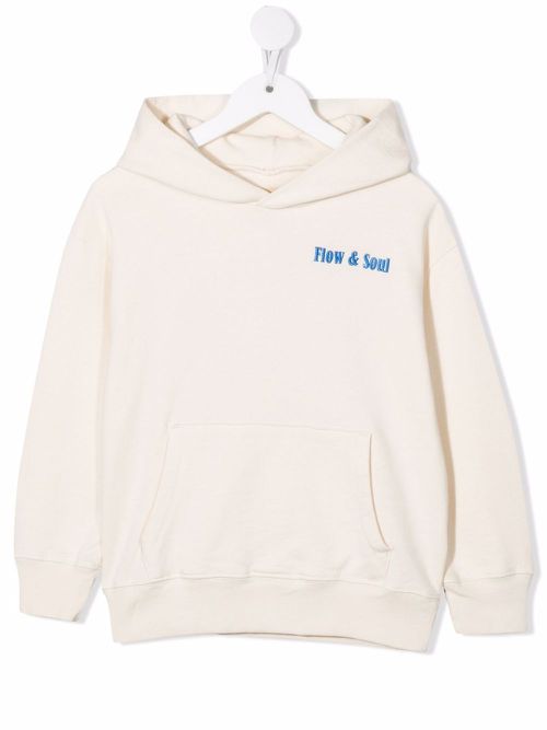 Abstract-print cotton hoodie - Neutrals