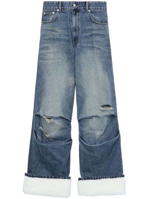Ripped straight-leg jeans - Blue