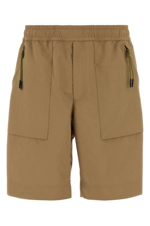 Cargo-Pocket Polyester Bermuda Shorts — Beige