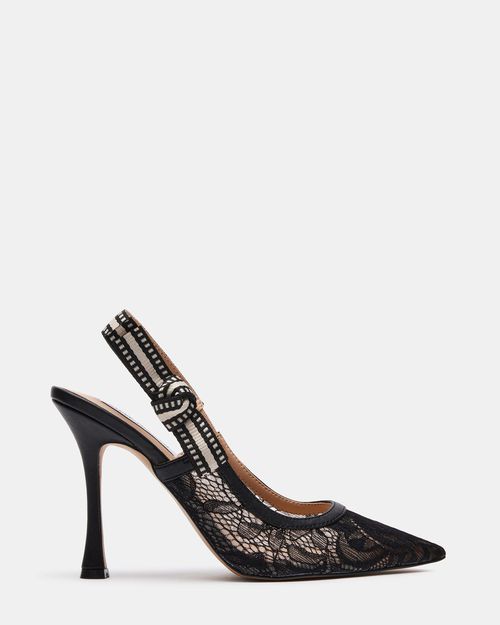 Steve Madden Women's Bri Pointed Toe Heels - Black Lace - - Synthetic