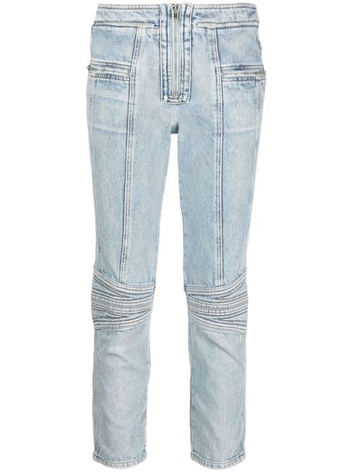 Zip-embellished cropped jeans - Blue
