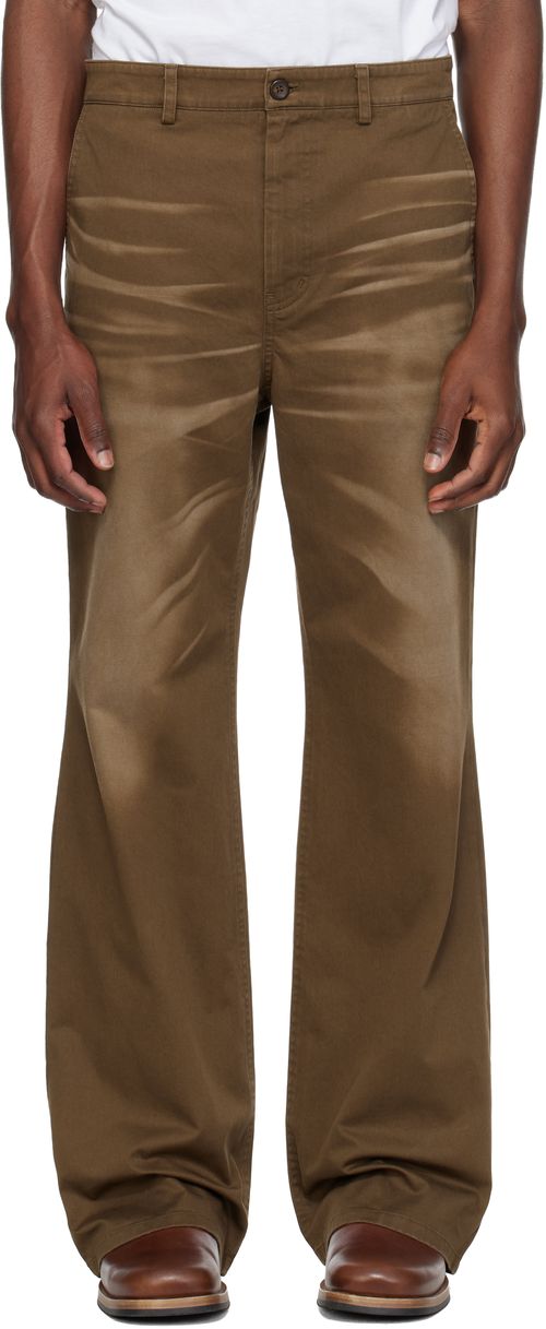 Brown Blues Flare Chino Trousers