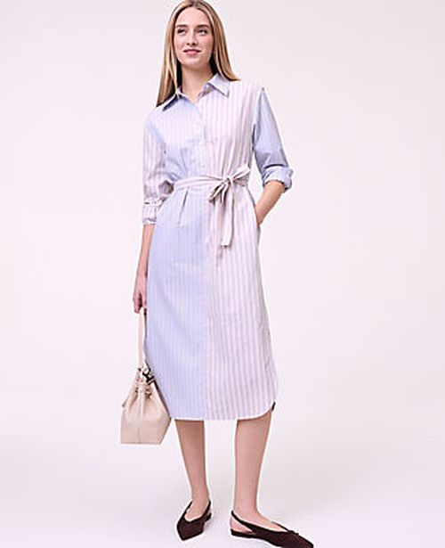 Ann Taylor Petite Weekend Striped Midi Shirtdress