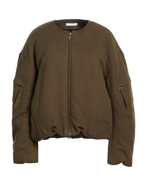 Woman Jacket Military green Size L Cotton, Elastane