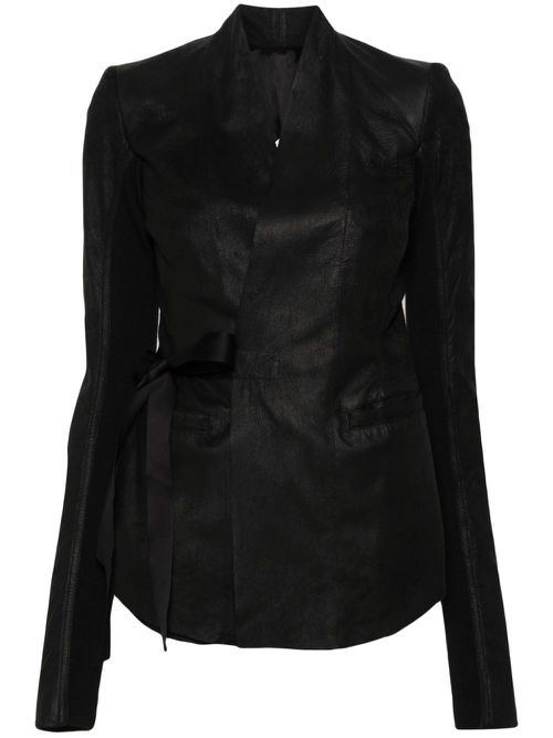 Cracked-effect leather jacket - Black