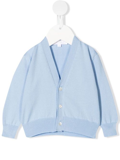 Ribbed-knit V-neck cardigan - Blue