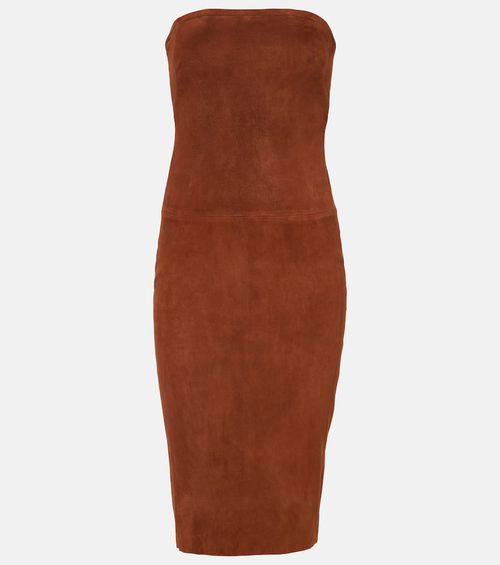 Monica strapless suede midi dress
