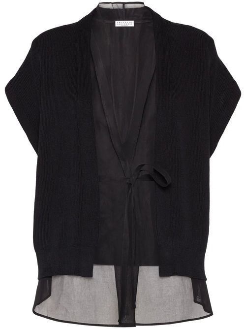 Monili-Detail Cardigan — Black