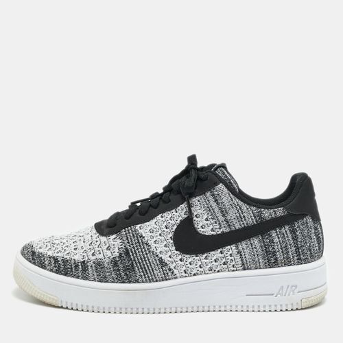 Nike Air Force 1 Flyknit 2 Black Pure Platinum 44 Black/White Knit Fabric Low Top Sneaker