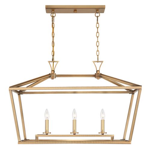 Savoy House Townsend 3-Light Linear Chandelier in Warm Bras