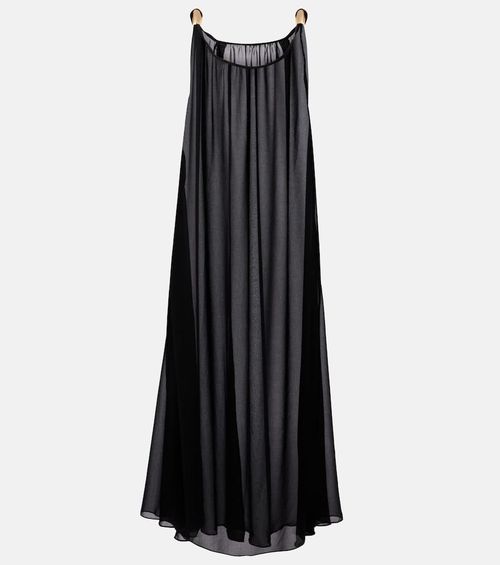 Holiday embellished chiffon maxi dress
