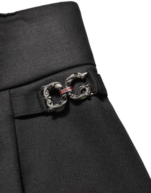High-Waist Wool Blend Trousers — Black