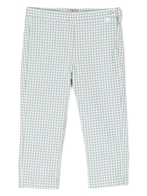 Gingham check-pattern cotton-blend trousers - Blue