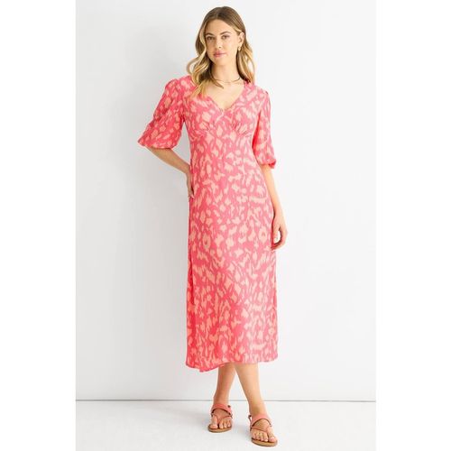 Gini London Women's Pink Animal Print Viscose Midi Dre