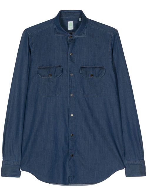 Press-stud chambray shirt - Blue