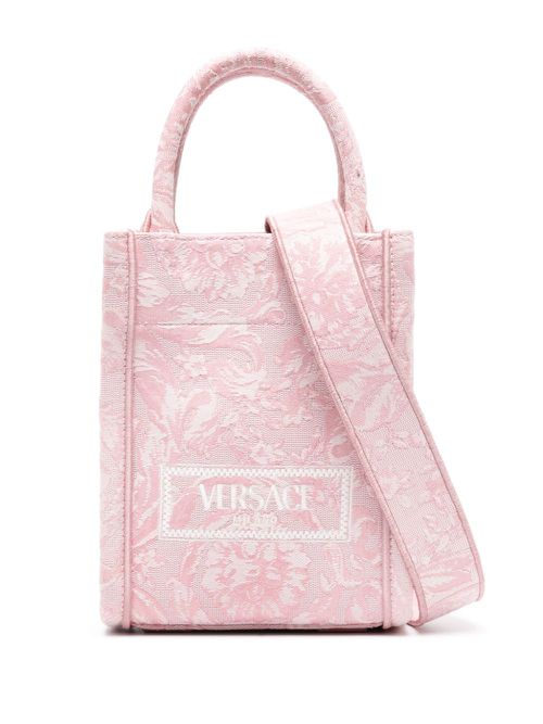 Mini Barocco Athena jacquard tote bag - Pink