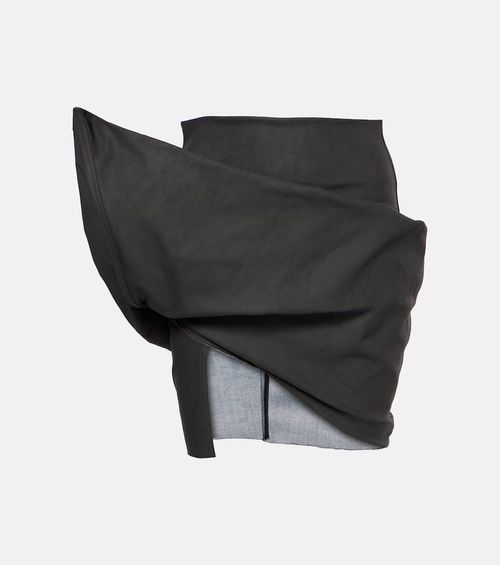 Draped cotton-blend miniskirt