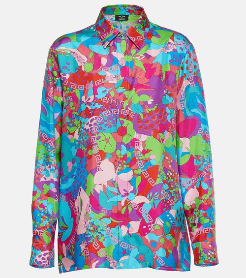 X Dua Lipa Floral Summer silk twill shirt