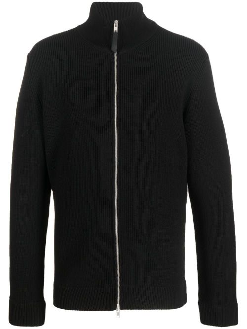 Ribbed Wool Cardigan — Black