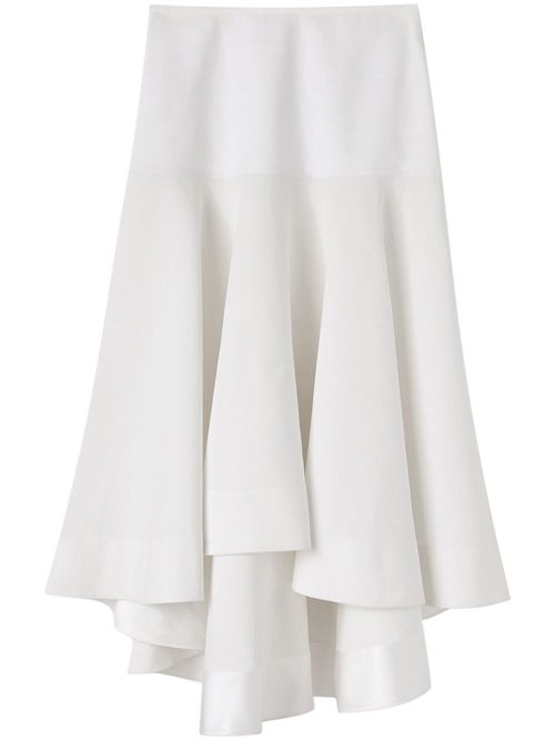 High-low linen midi skirt - White
