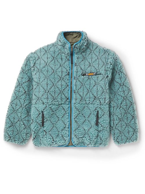 Sashiko Boa Reversible Printed Fleece and Shell Jacket