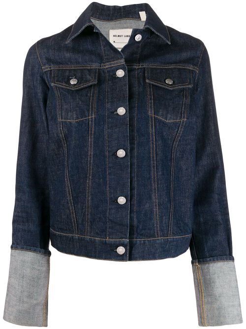 1999 folded sleeves denim jacket - Blue