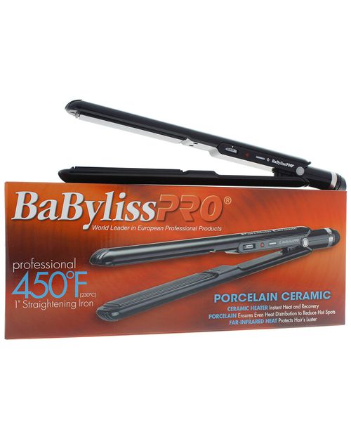 BaBylissPRO Porcelain Ceramic 1.5 Inch Straightening Iron – Black, 450°F Heat For All Hair Types
