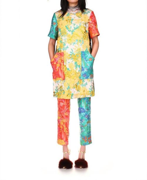 Baroque Garden Shift Dress With Pockets In Multi