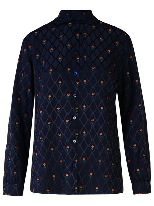 Blue Silk Blend Shirt