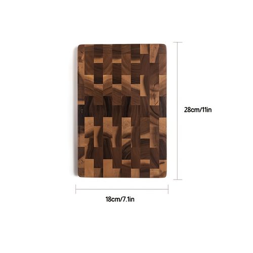 TEMU Teak Wood Checkerboard Cutting Board - Geometric Design, Durable & Stylish Recycled Wood Chopping Board For Home Kitchen, Food-safe Non-porou