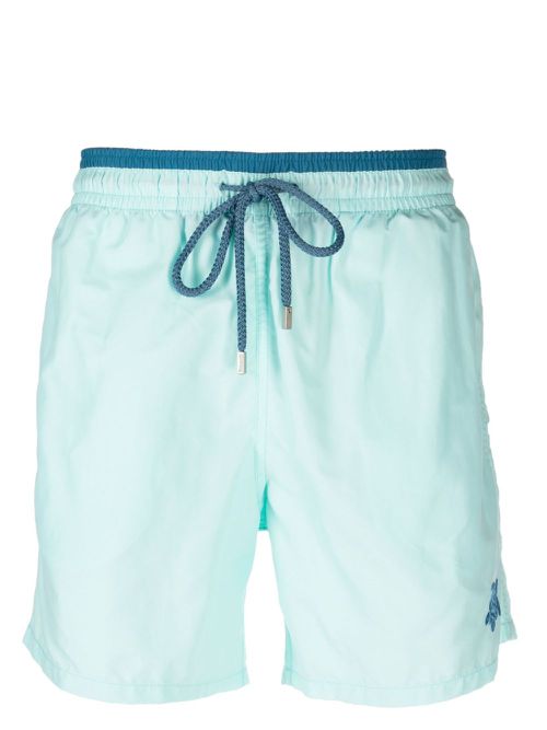 Contrast-trim drawstring swim shorts - Blue