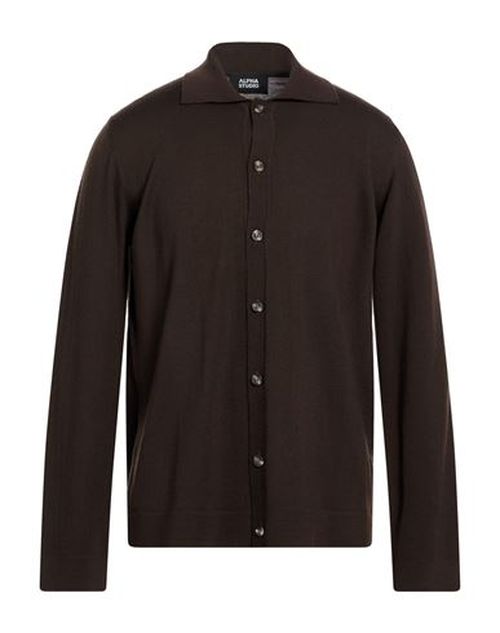 Man Cardigan Dark brown Size 42 Merino Wool